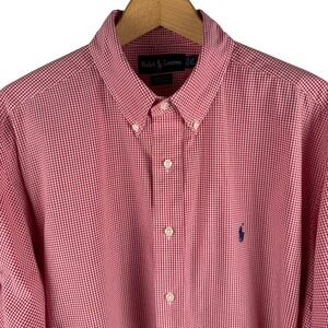 Ralph Lauren Yarmouth Red Gingham Button Down Shirt Men's 16.5 34/35 100 Cotton